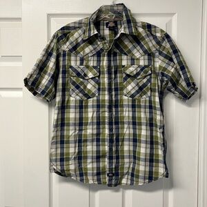Dickies Green and Blue Plaid Casual Shirt